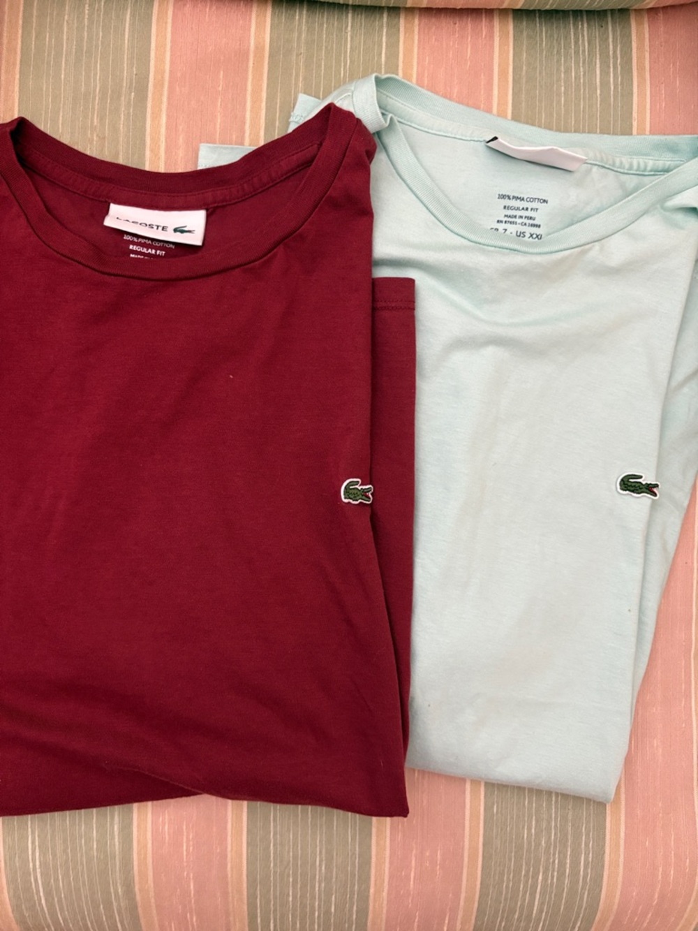 Lacoste’s Crew Neck Tee Duo - Deep Red & Mint Green